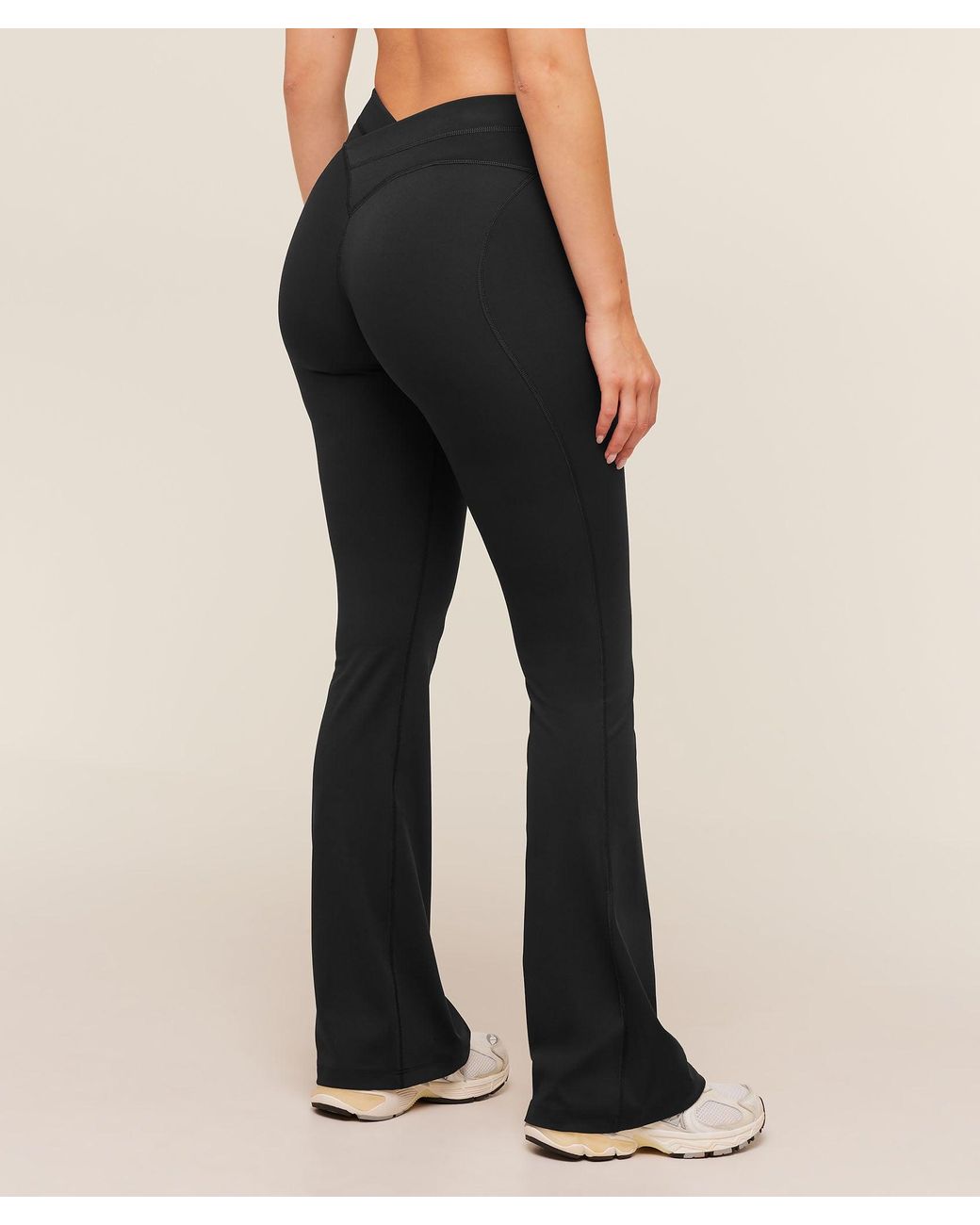 GYMSHARK Black Crossover Back Flared Leggings