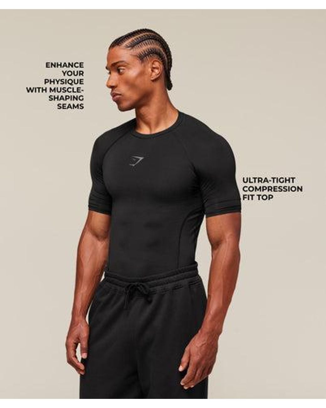 GYMSHARK Black Element Baselayer T-Shirt for men