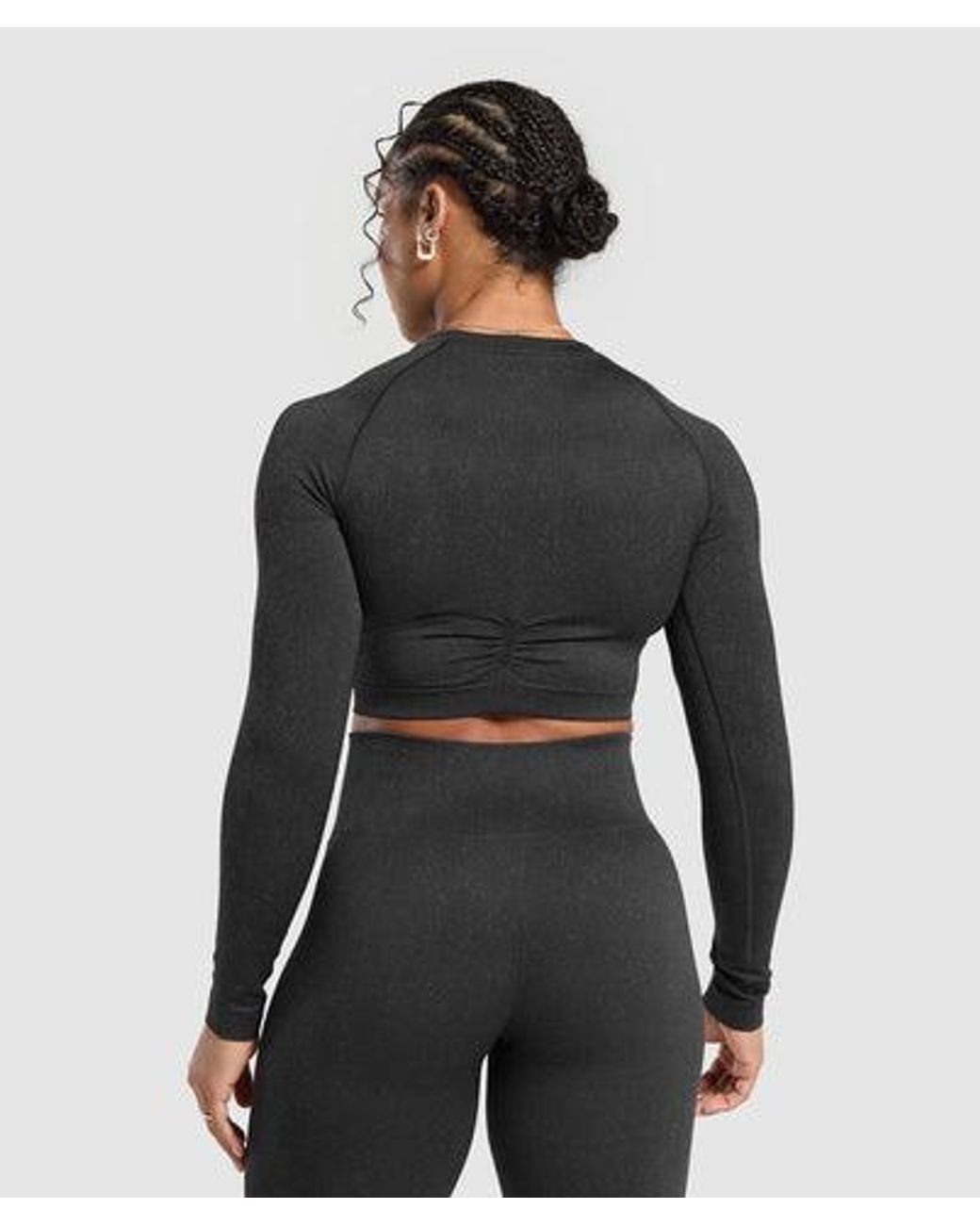 GYMSHARK Black Adapt Fleck Seamless Long Sleeve Crop Top