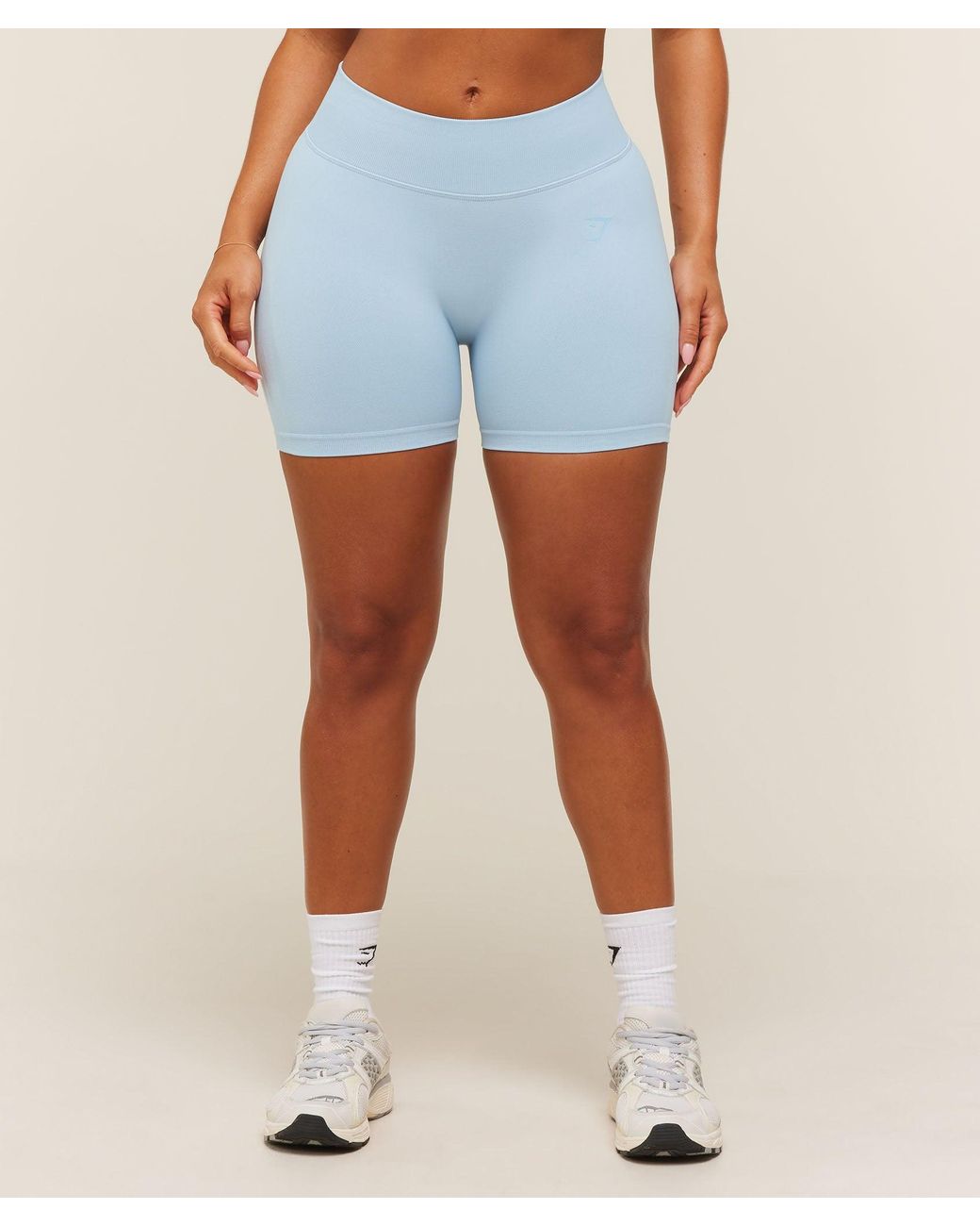 GYMSHARK Blue Lift Seamless 2.0 Mid-Rise Shorts