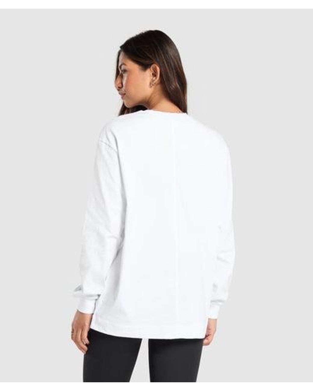 GYMSHARK White Cotton Oversized Long Sleeve Top