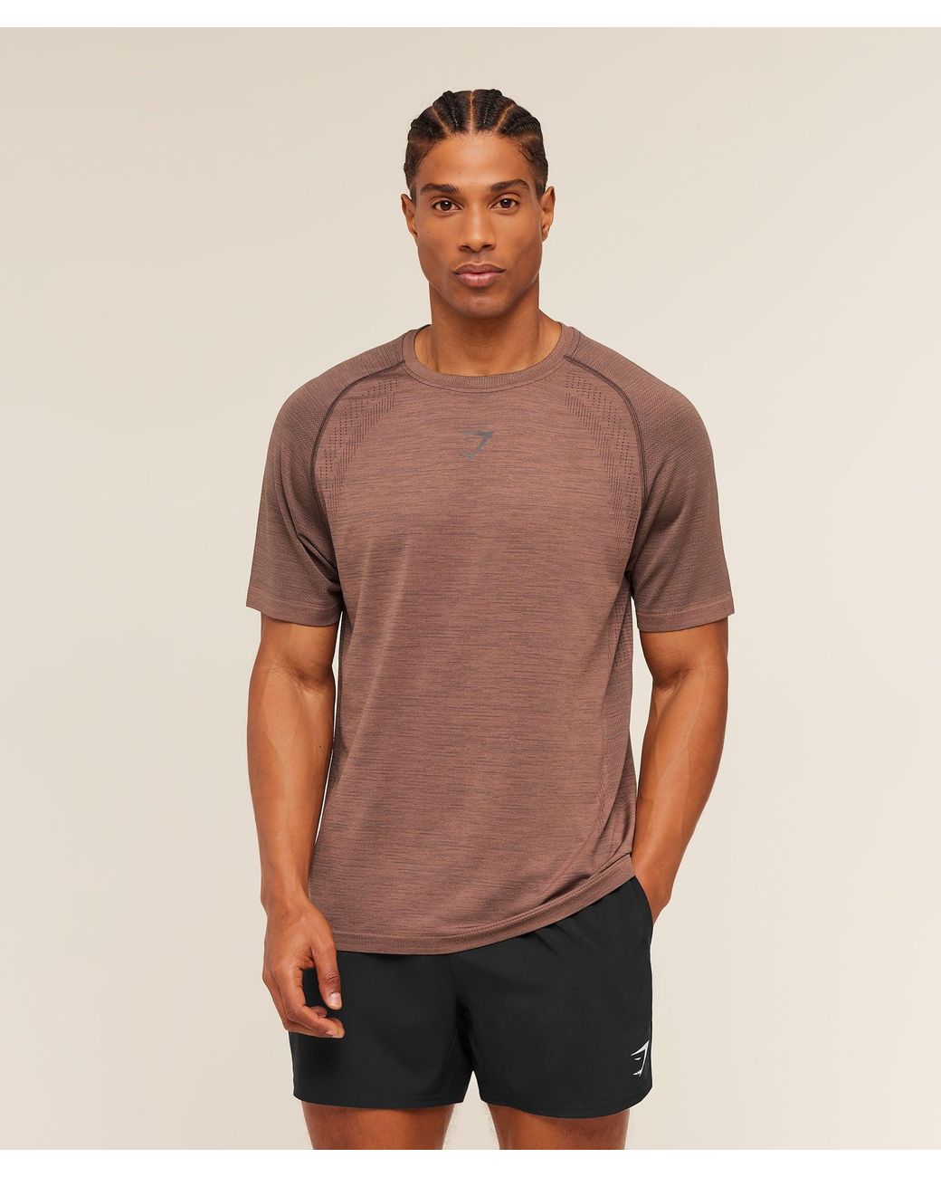 GYMSHARK Brown Versatile Seamless T-Shirt for men