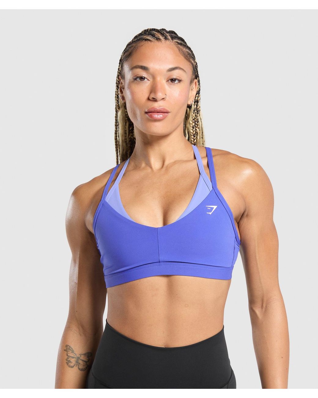 GYMSHARK Blue Double Up Sports Bra
