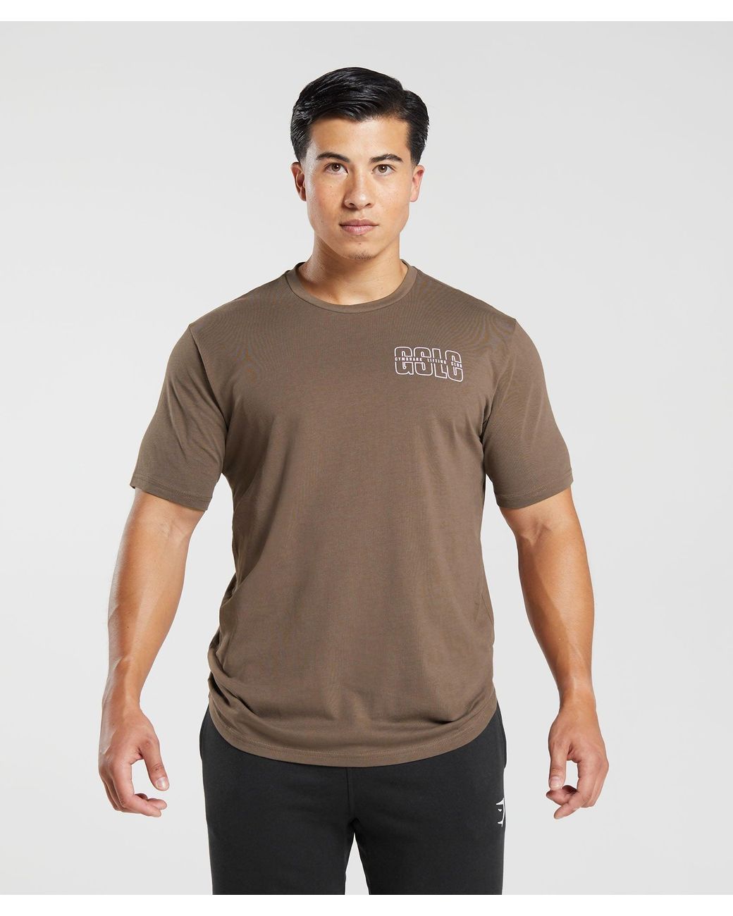 GYMSHARK Brown Lifting Club T-Shirt for men