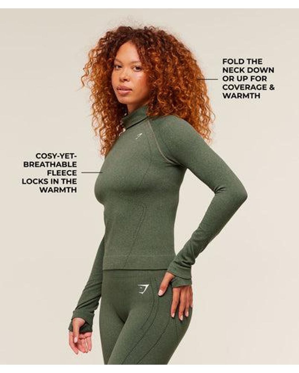 GYMSHARK Green Vital Seamless Warm Long Sleeve Top