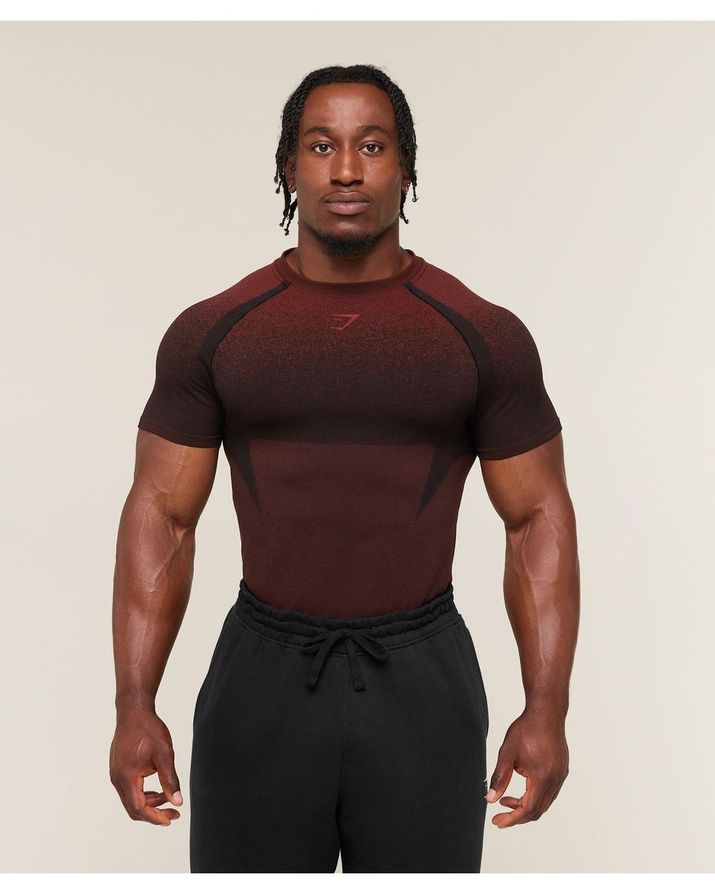 GYMSHARK Red Shadow Seamless T Shirt for men