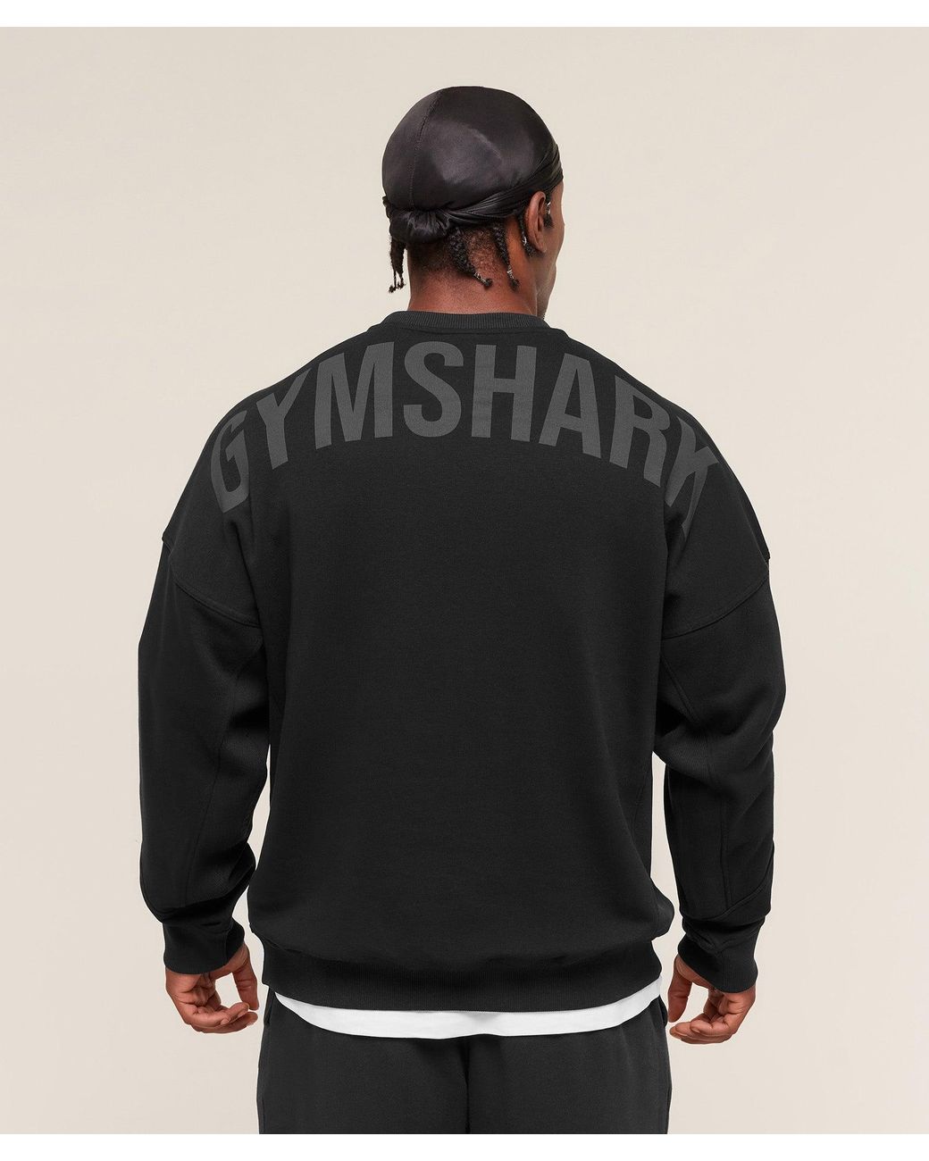 GYMSHARK Black Power Crew for men