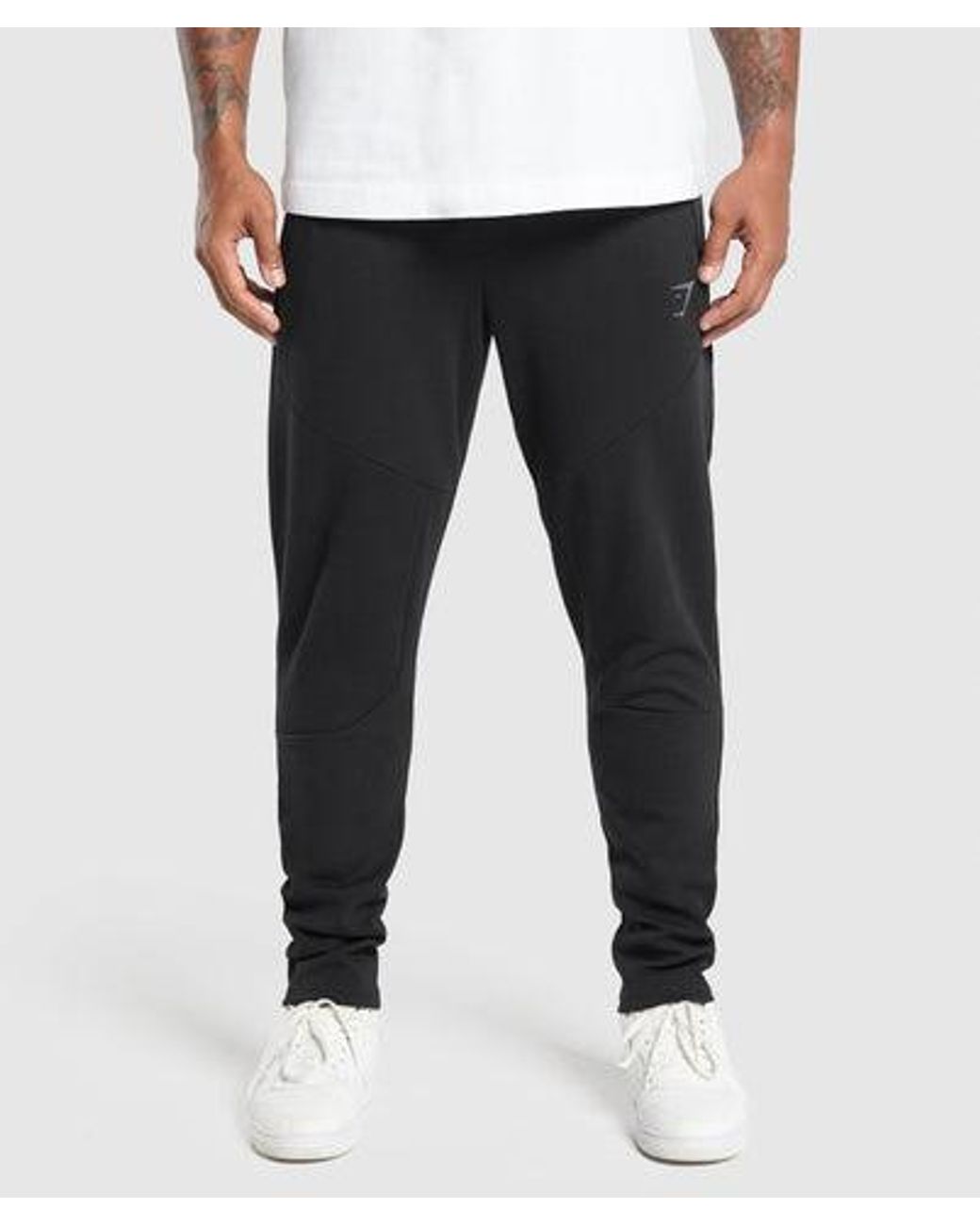 GYMSHARK Black Interlock Tech Joggers for men