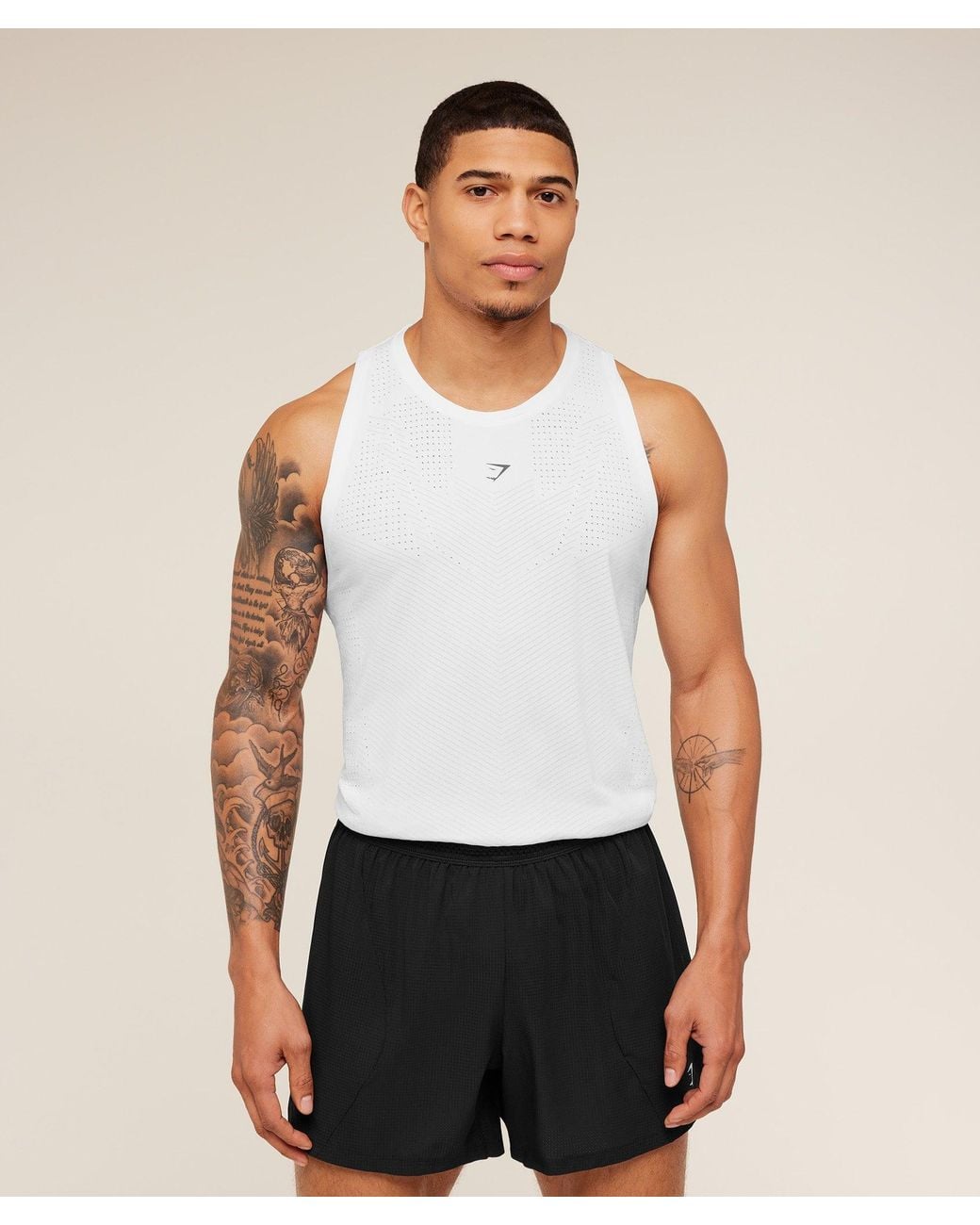 GYMSHARK White Seamless Running Tank for men