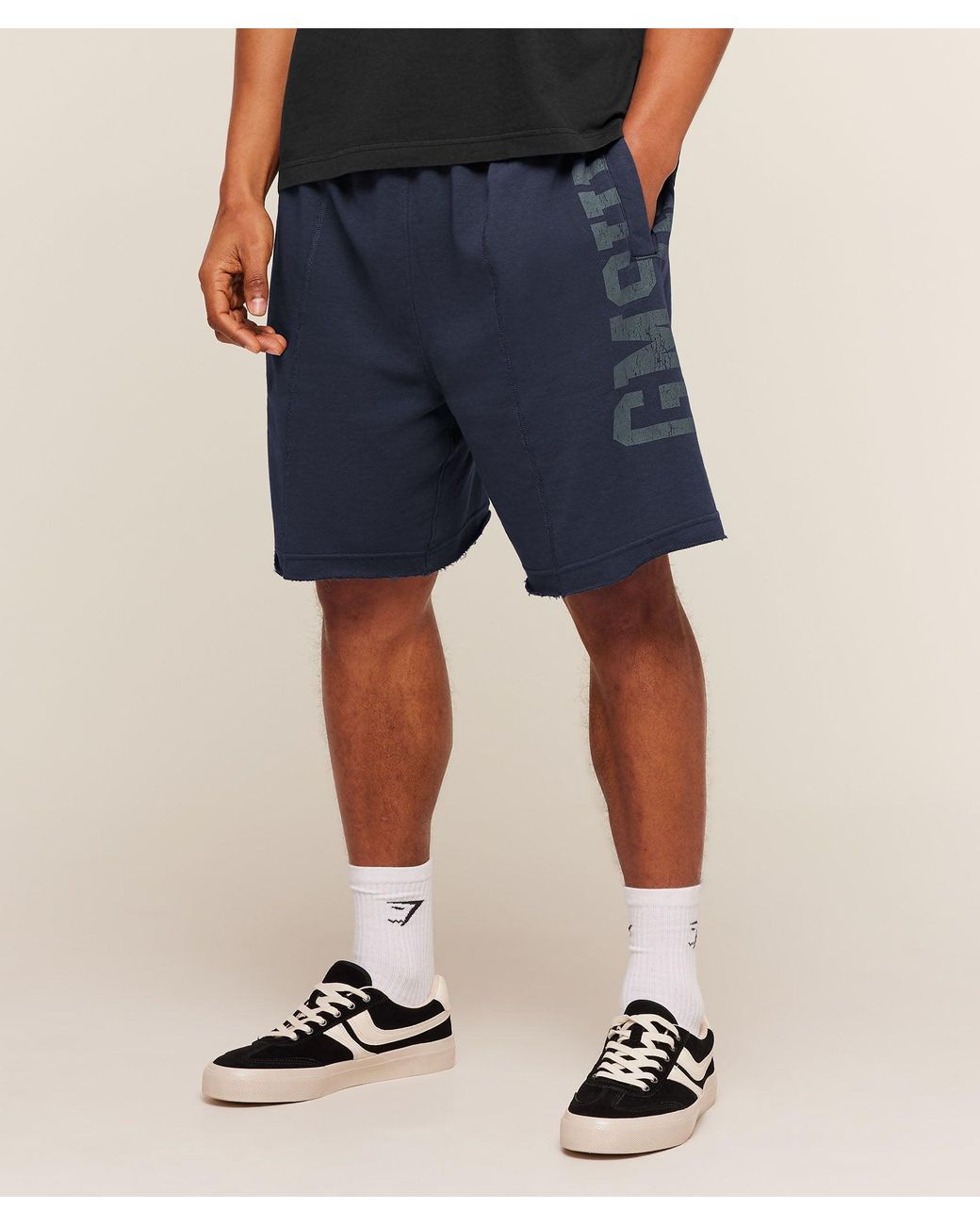 GYMSHARK Blue Accent Graphic Sweat Shorts for men