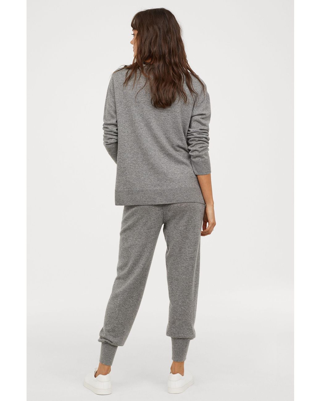 H\u0026M Cashmere Joggers in Gray Melange 