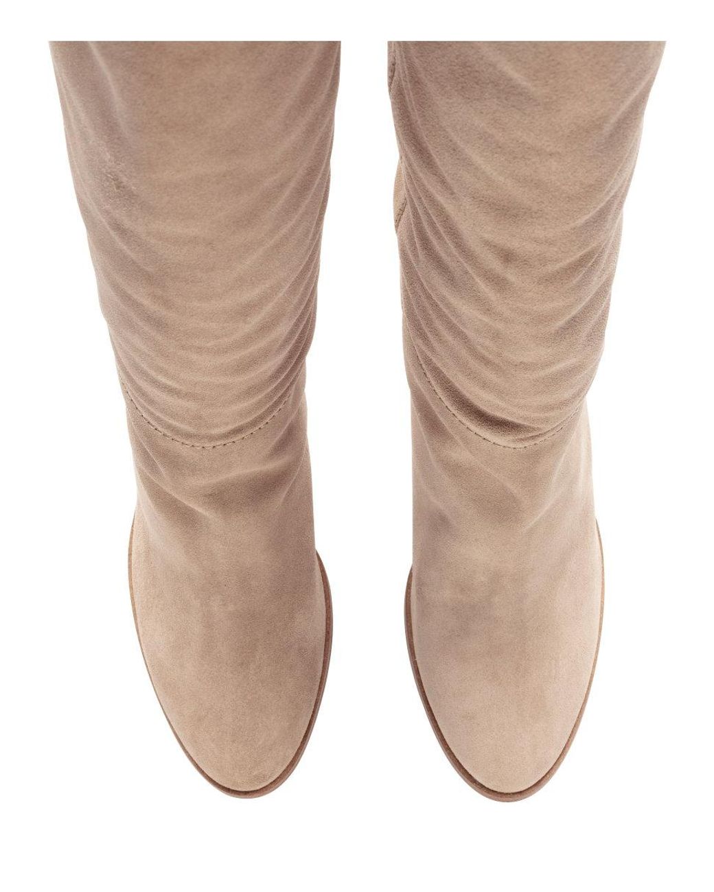 H&M Suede Knee-high Boots in Natural | Lyst