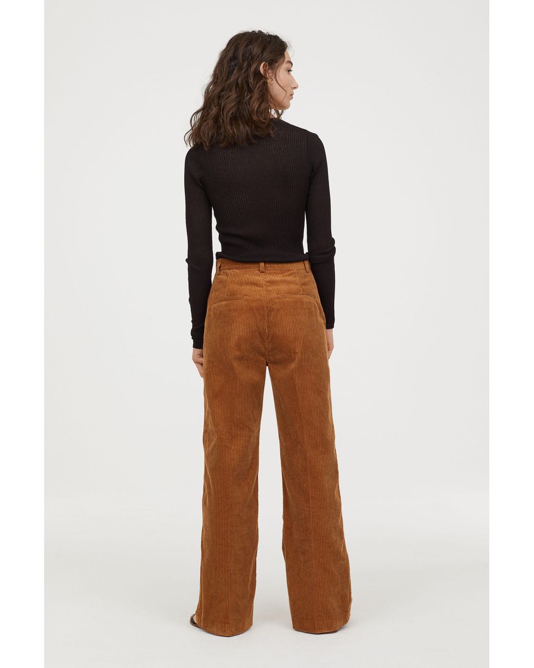 H&M Wide-leg Corduroy Pants in Brown | Lyst UK