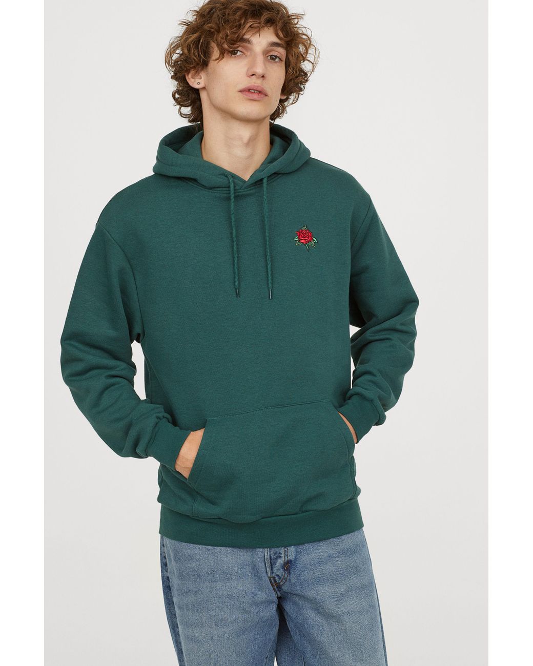 H&M Hooded Sweatshirt in Green for Men | Lyst