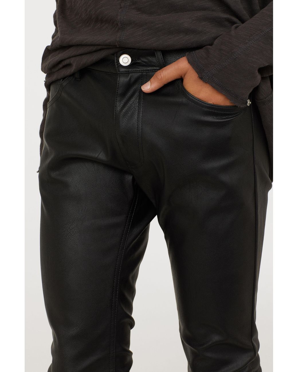 H\u0026M Faux Leather Pants in Black for Men 