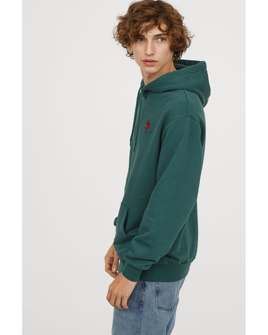 H&M Hooded Sweatshirt in Green for Men | Lyst