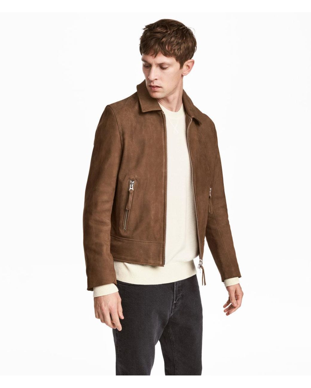 H&M Suede Jacket in Brown for Men | Lyst