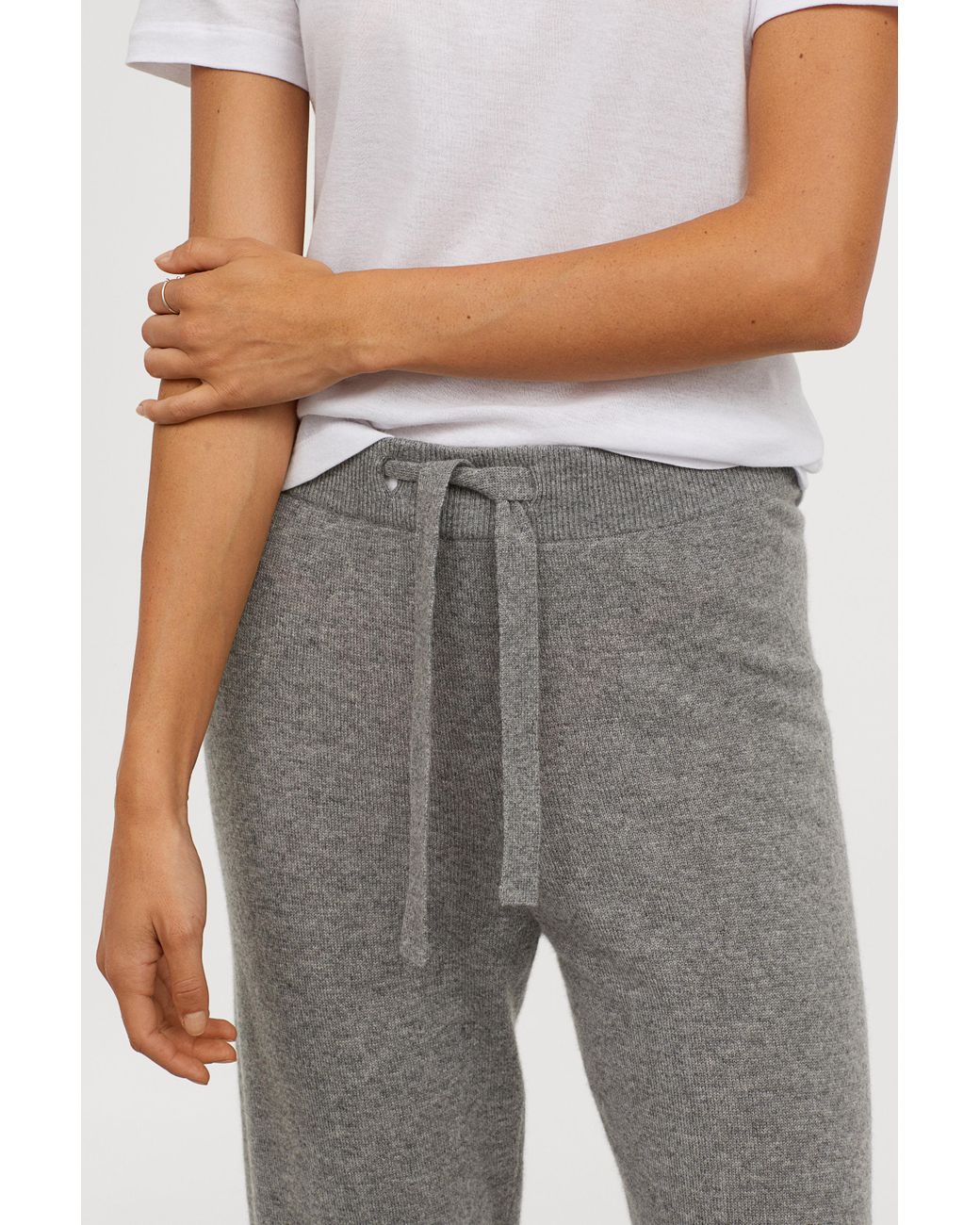 H\u0026M Cashmere Joggers in Gray Melange 