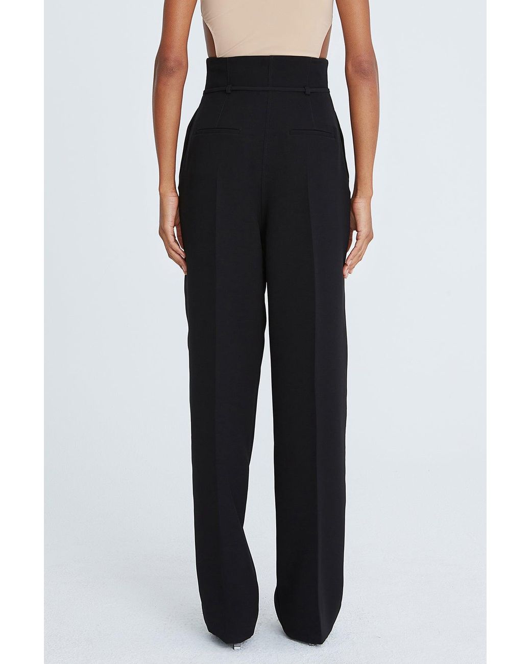 HALSTON Womens Straight Fit Pleat Detail Crepe Suiting Pant 