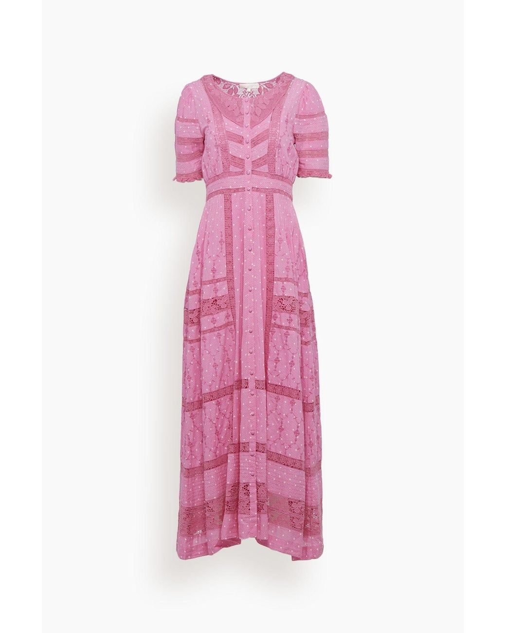 LoveShackFancy Lace Kylen Victorian Maxi Dress in Pink | Lyst