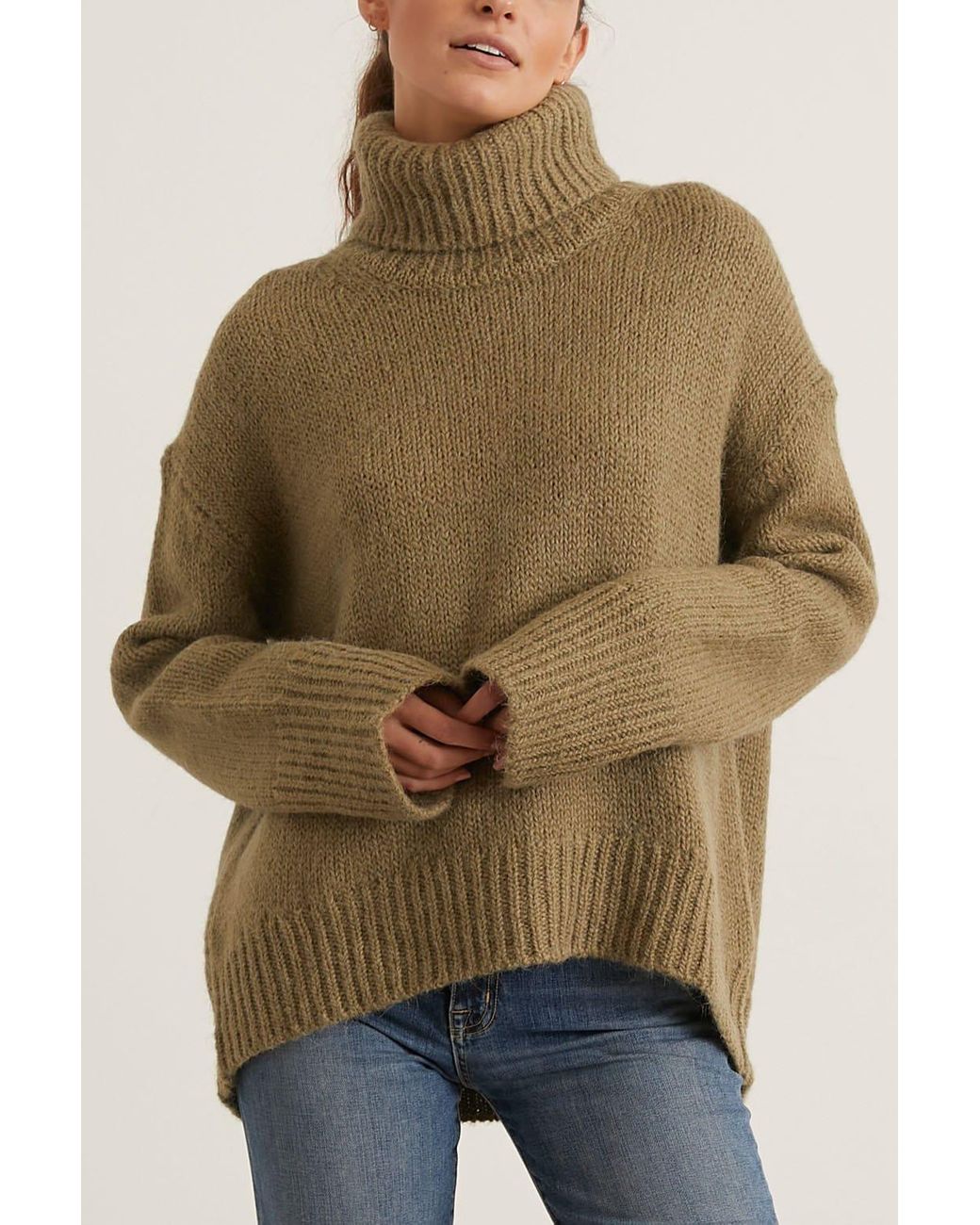 Womens Clothing Jumpers and knitwear Turtlenecks Samsøe & Samsøe Wool Oversize Turtleneck Sweater in Brown 