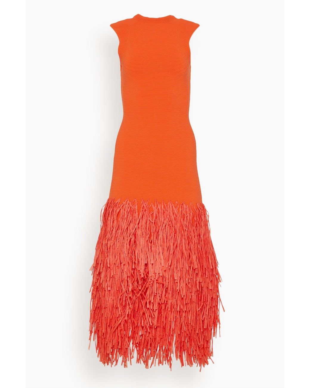 Aje. Rushes Raffia Knit Midi Dress in Red Lyst