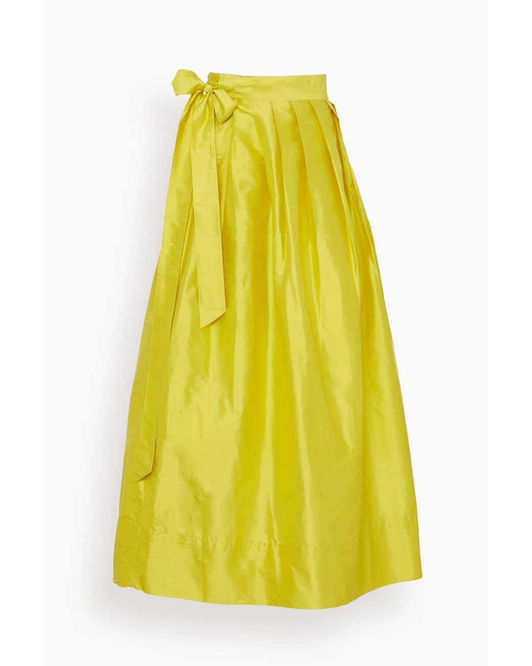 ANN MASHBURN Pleated Wrap Skirt in Yellow | Lyst Canada