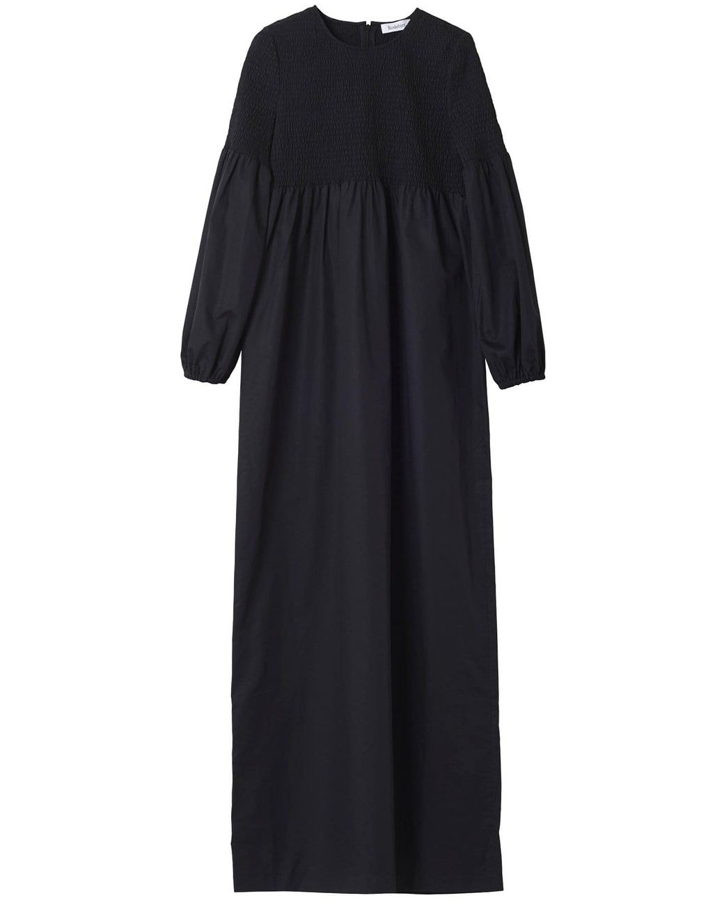Rodebjer Sandy Crisp Blouson Sleeve Smocked Maxi Dress in Black | Lyst