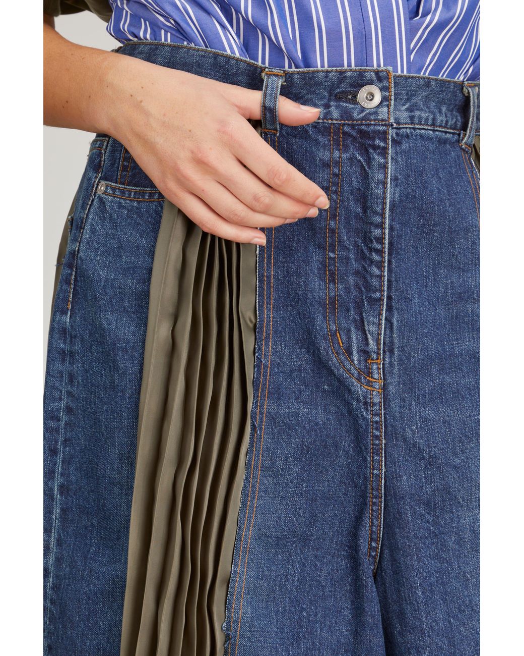 Sacai Denim Mix Skirt in Blue | Lyst