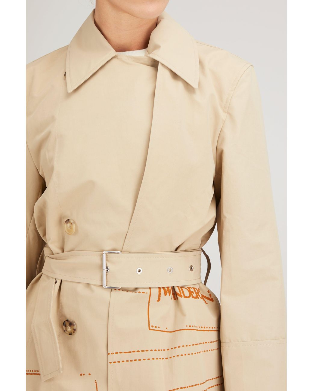JW Anderson Cotton Logo Print Trench Coat in Natural | Lyst