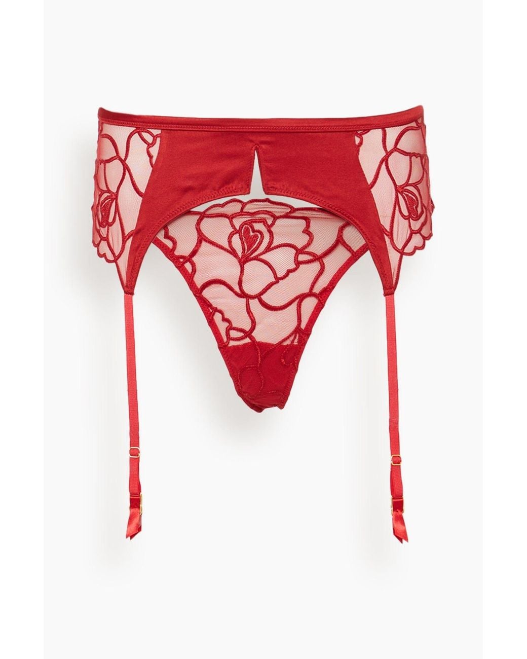 Kiki de Montparnasse Petite Chou Embroidery Garter Belt in Red | Lyst