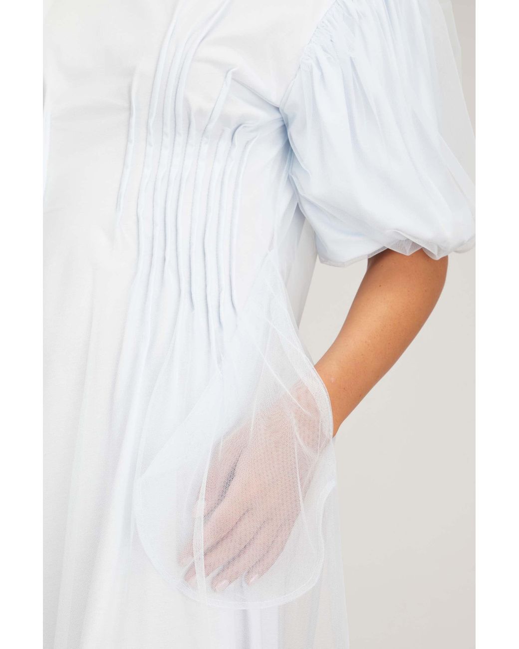 Simone Rocha Sculpted T Shirt Dress With Tulle Overlay Sleeve in White |  Lyst