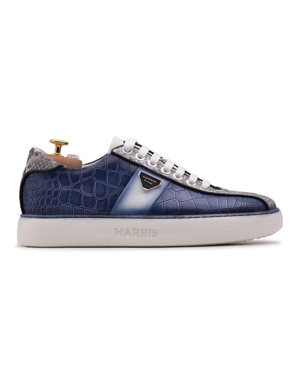 Harris Shoes 1913 Crocodile And Real Python Effect Sneakers in Blue for ...