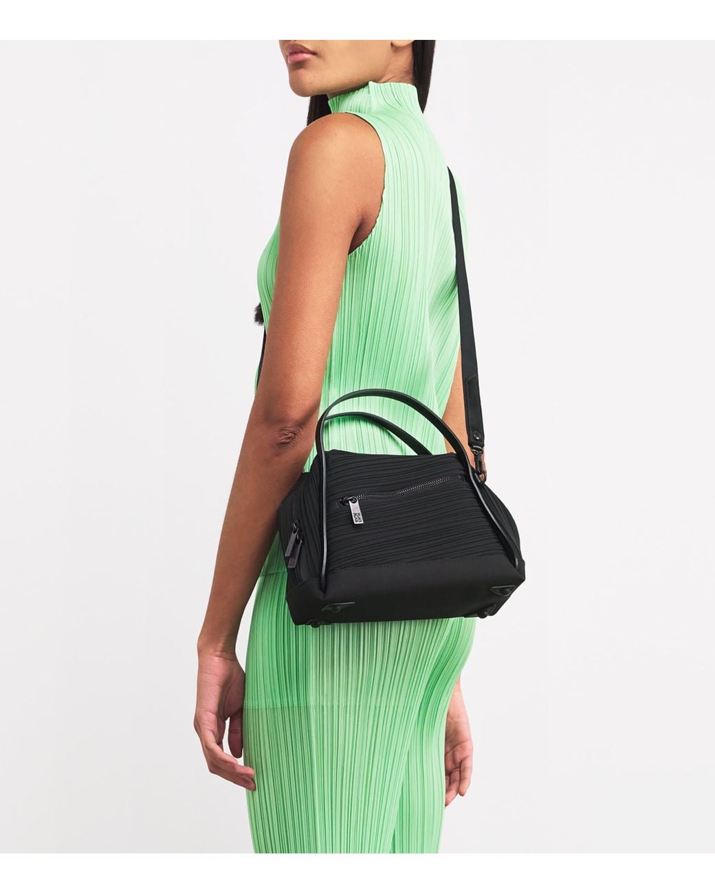 Pleats Please Issey Miyake Mini Bias Pleats Duffle Bag in Black | Lyst
