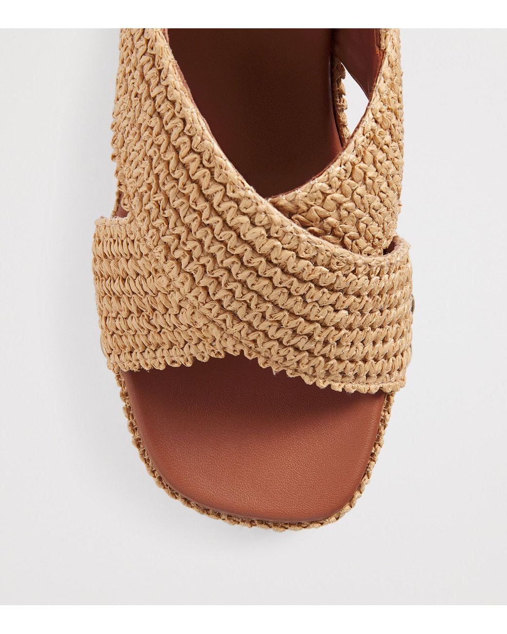 Maje Brown Raffia-Effect Wedge Sandals 110
