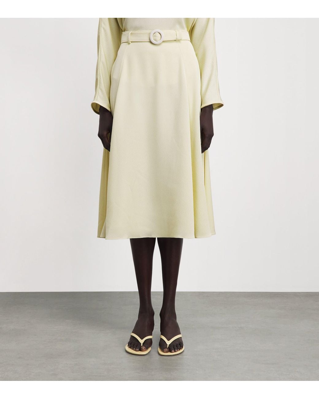 Edeline Lee Natural Textured A-Line Midi Skirt