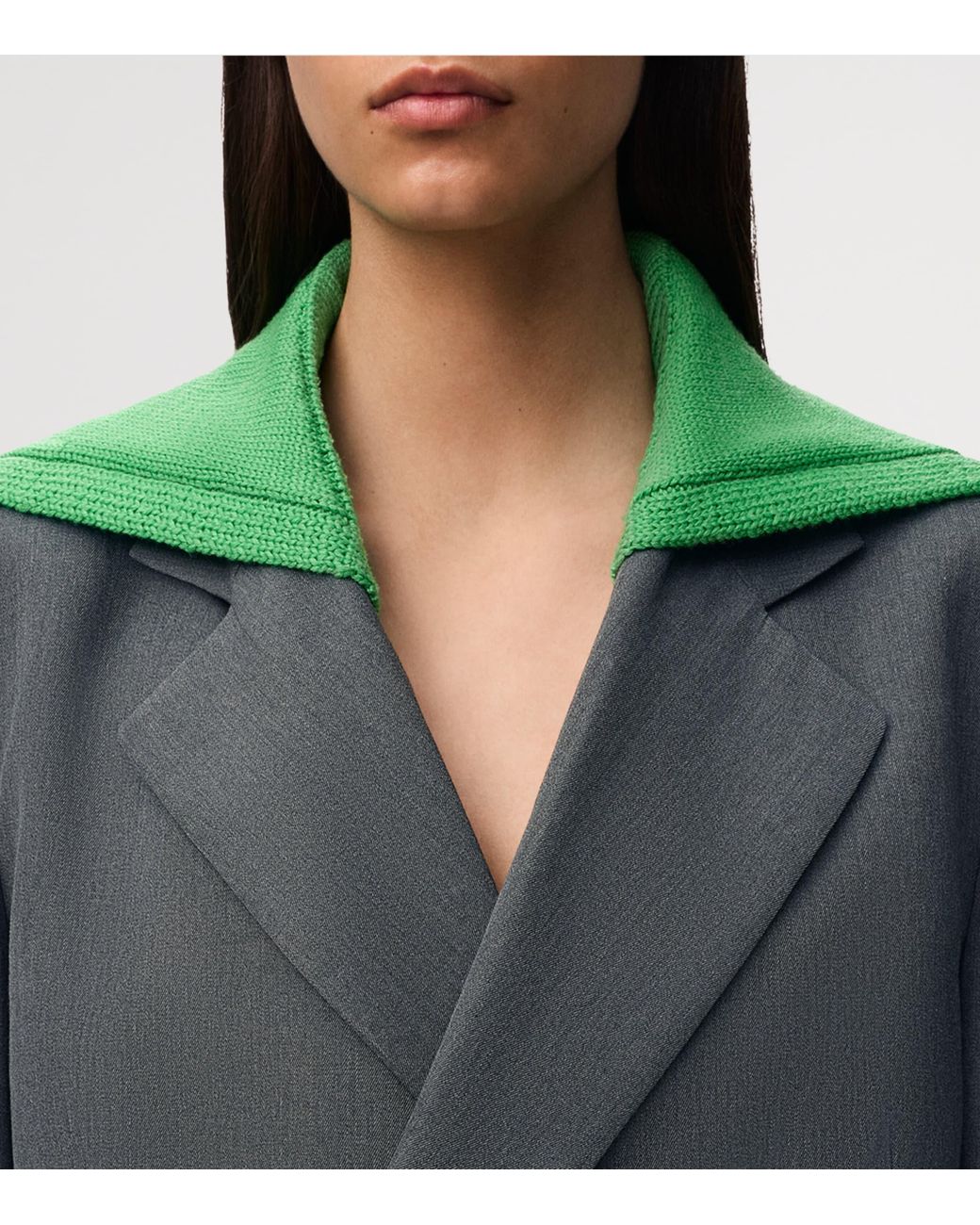 Loewe Gray Wool Layered-Sweater Effect Blazer