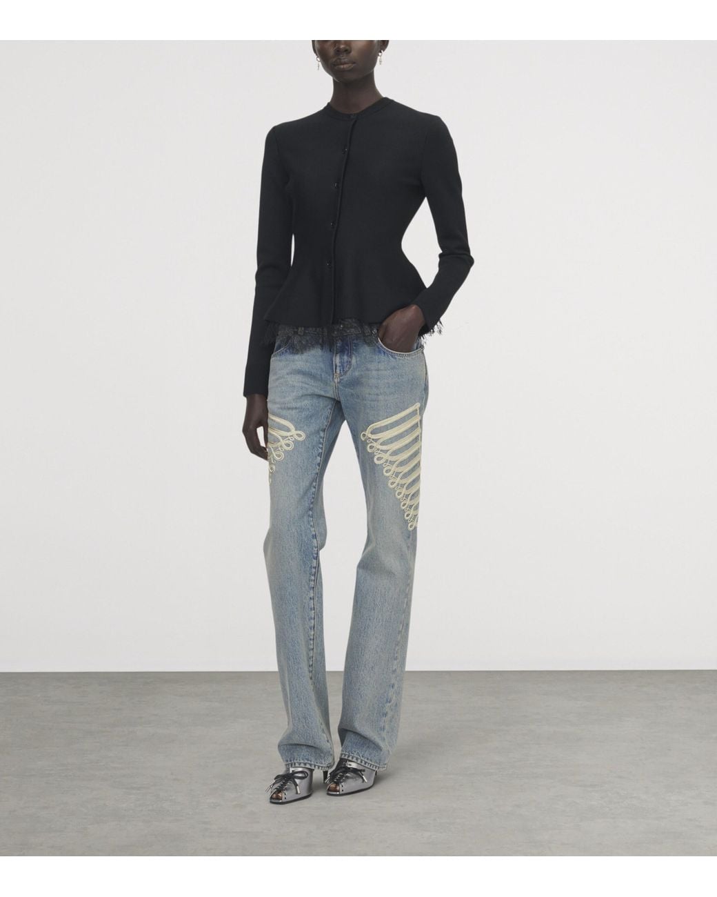 McQueen Black Lace-Trim Cardigan
