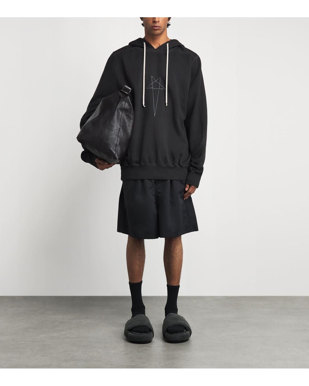 Rick Owens Black Canvas Chancla Slides for men