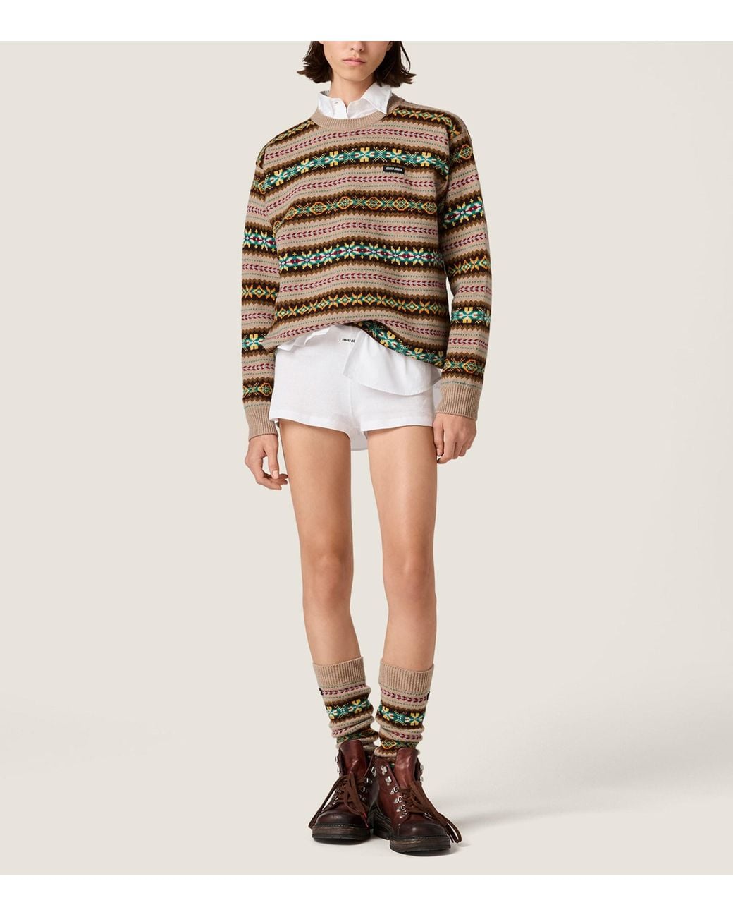 Miu Miu Green Virgin Wool Fair Isle Sweater