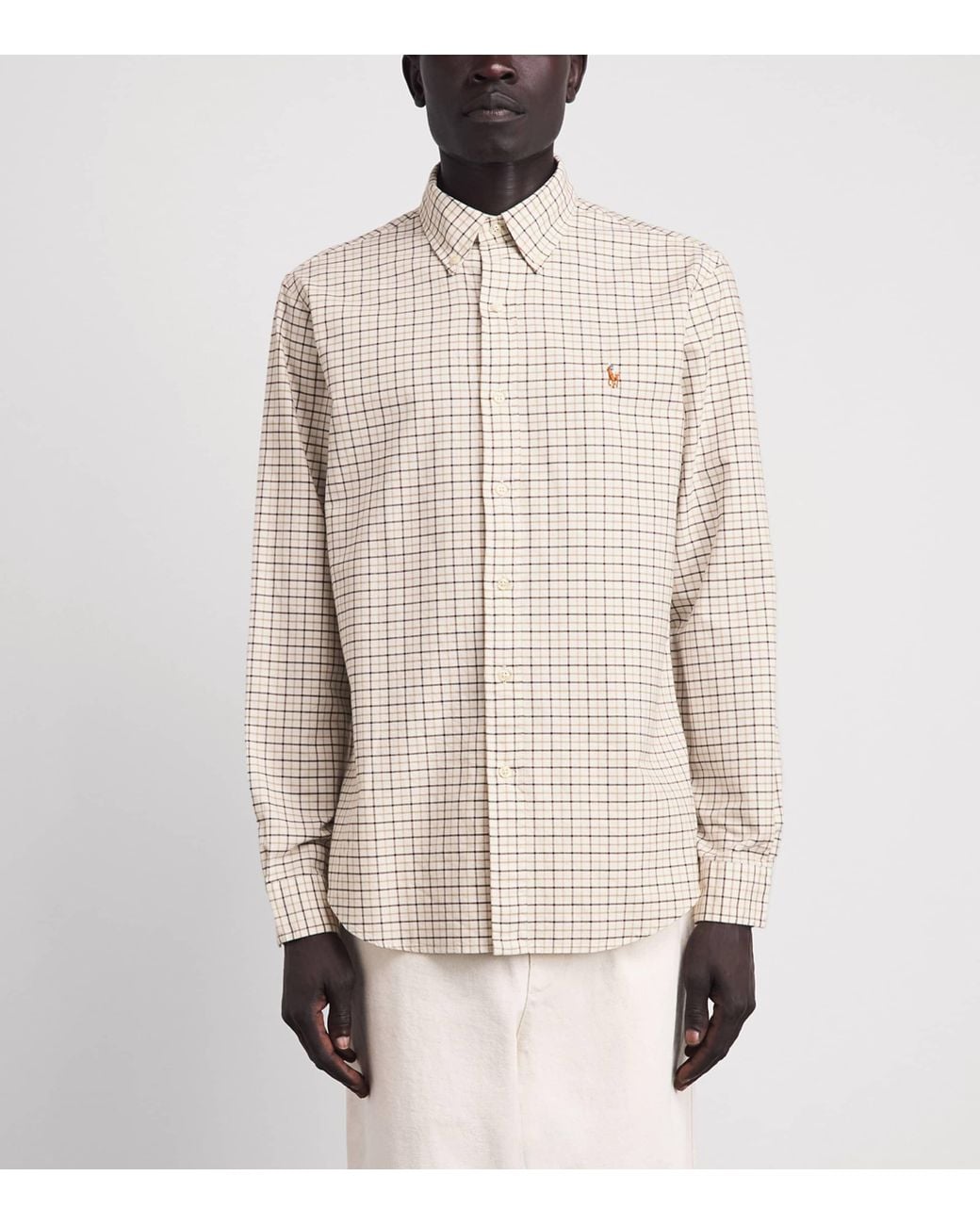 Polo Ralph Lauren White Custom-Fit Tattersall Oxford Shirt for men