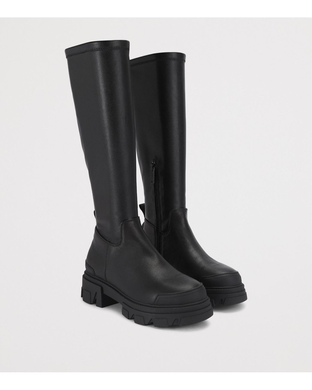 Kurt Geiger Black Leather Stomp Sock Knee-High Boots 50