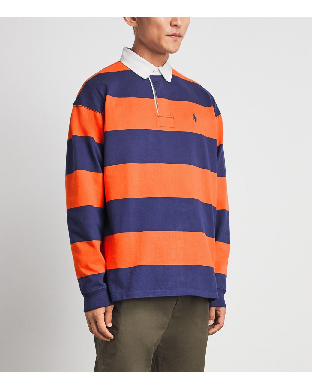 Polo Ralph Lauren Orange Cotton Stripe Rugby Shirt for men