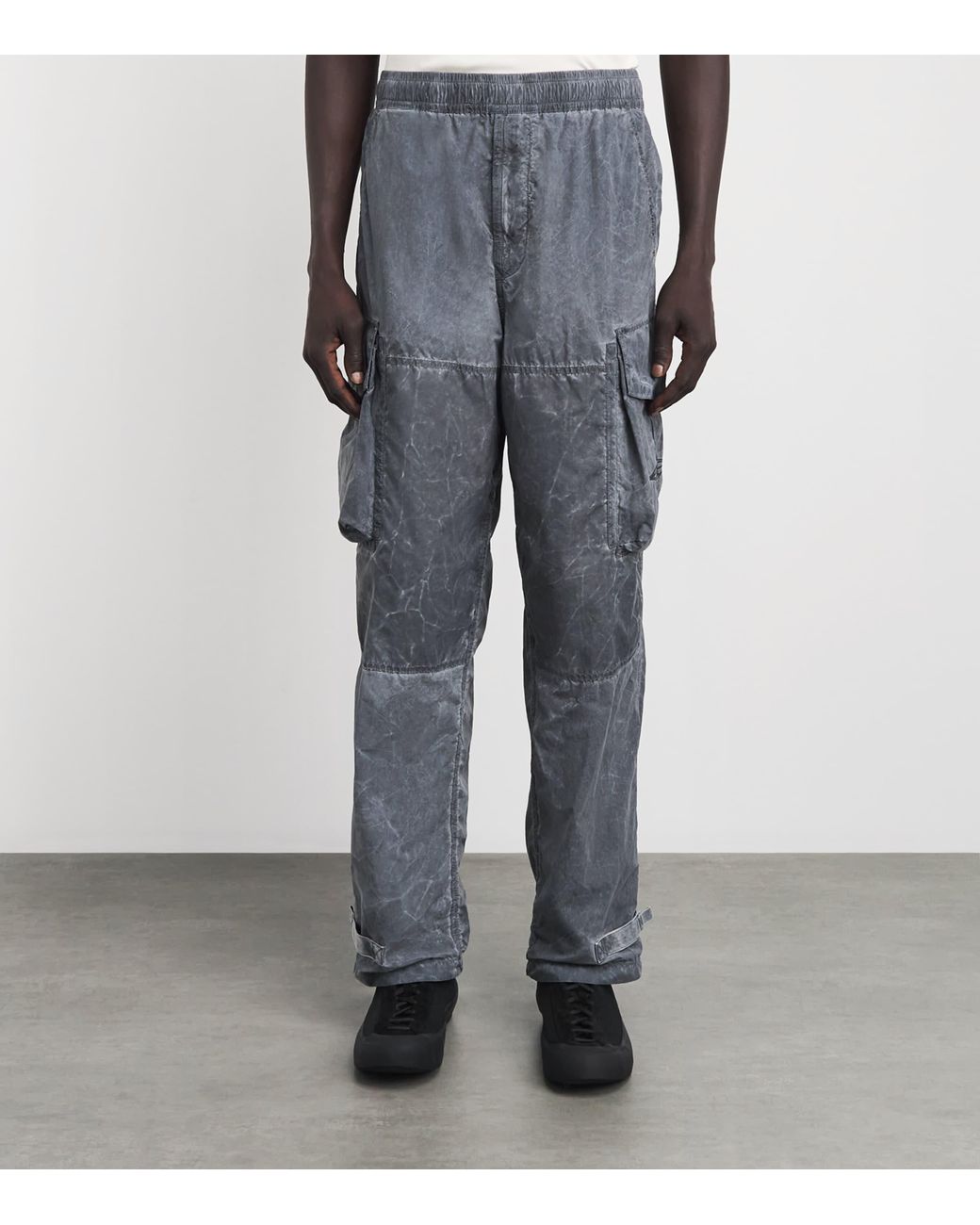 Stone Island Gray Coated Cargo Trousers for men