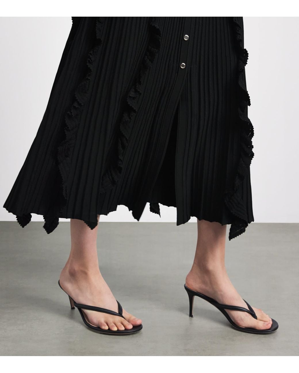 Sandro Black Knitted Ruffled Maxi Dress