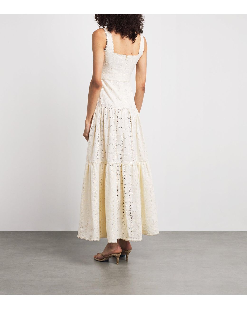 Agua Bendita White Cotton Abeja Playa Maxi Dress