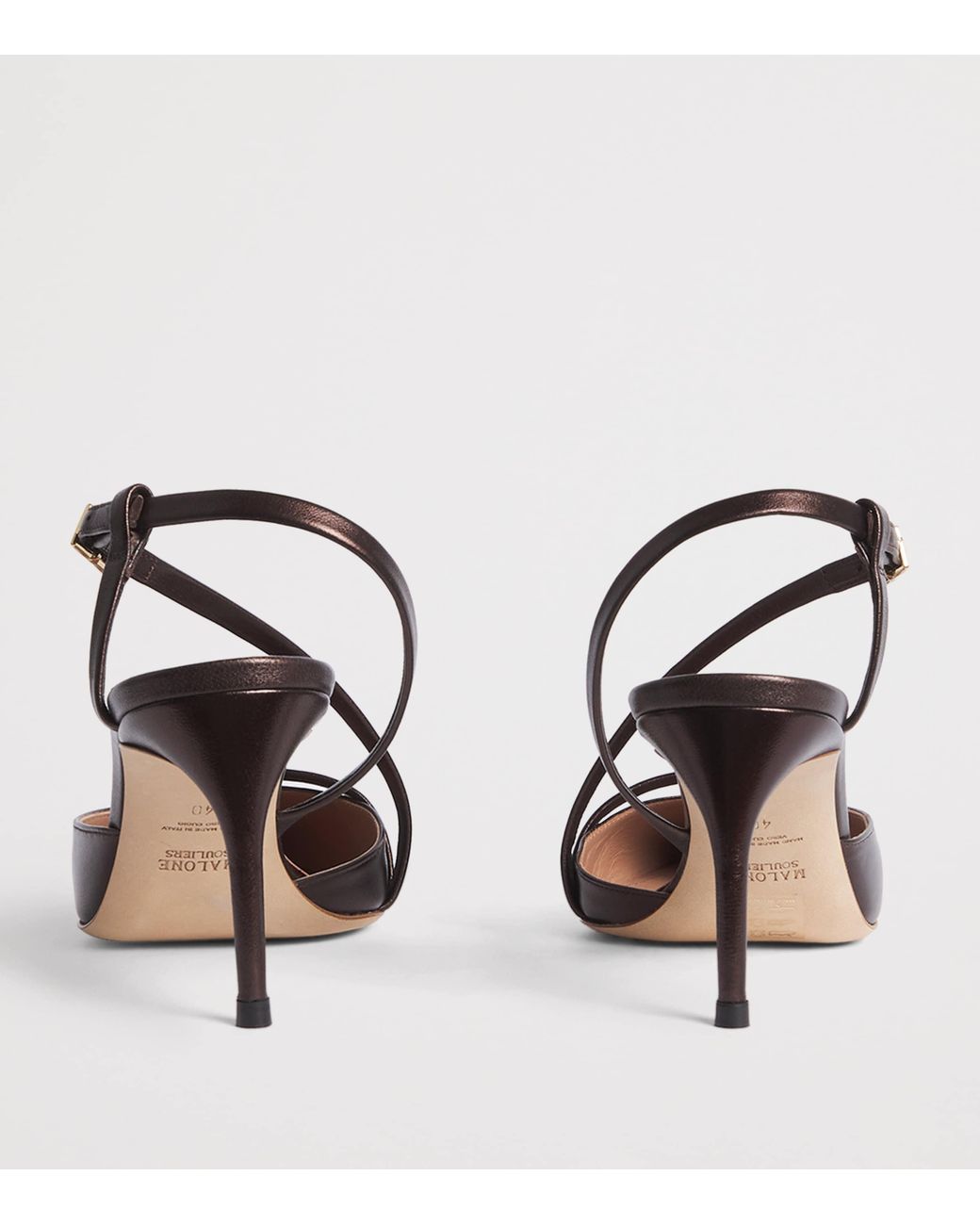 Malone Souliers Black Metallic Leather Valeria Slingback Pumps 70