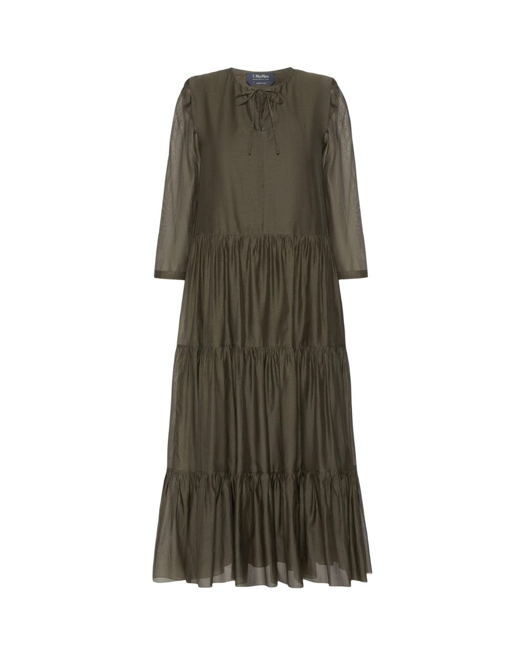 Max Mara Green Cotton-Silk Voile Maxi Dress