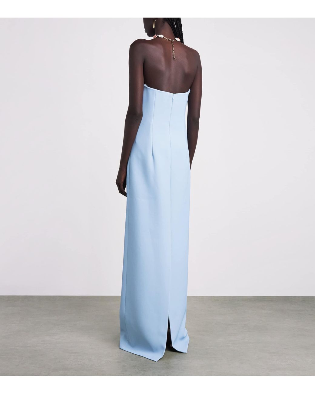 Carolina Herrera Blue Hydrangea Print Column Gown