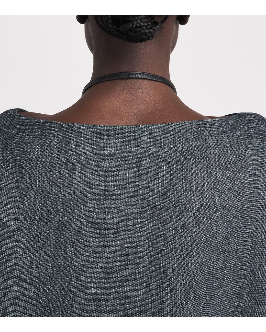 Eskandar Black Linen Boat-Neck Midi Dress